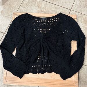 Lulu's Elegant Black Crochet Top
